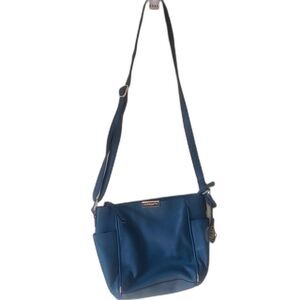 Liz Claiborne Blue Leather Crossbody Purse Classic Everyday Bag